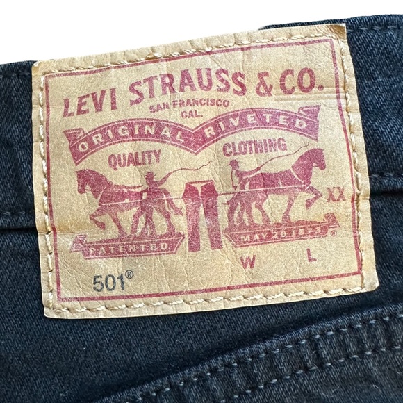 Levi’s 501 Black Denim Jeans Raw Hem Sz 27 - Picture 12 of 14